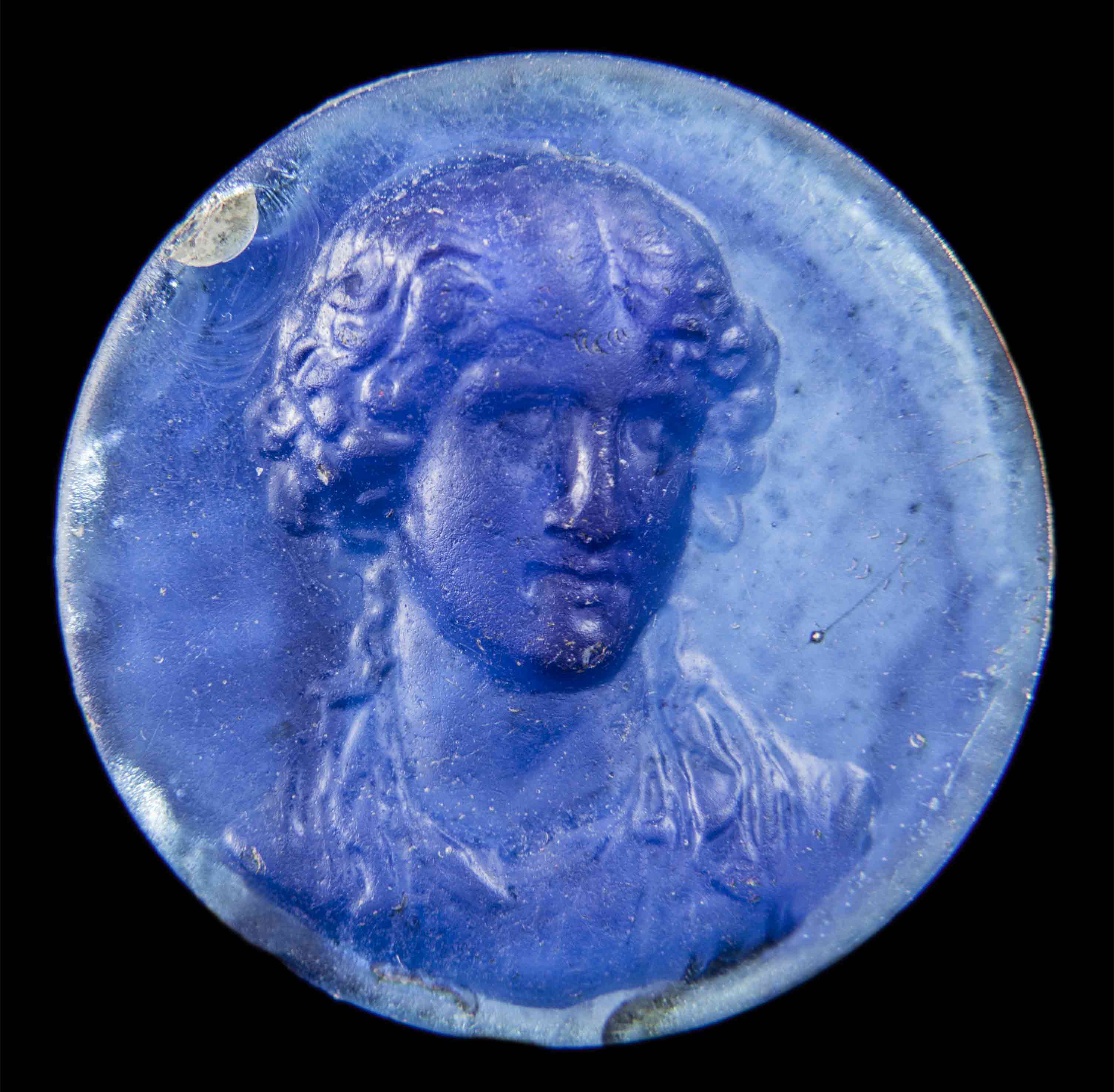4.1 phalere Agrippine Majeur de verre bleu